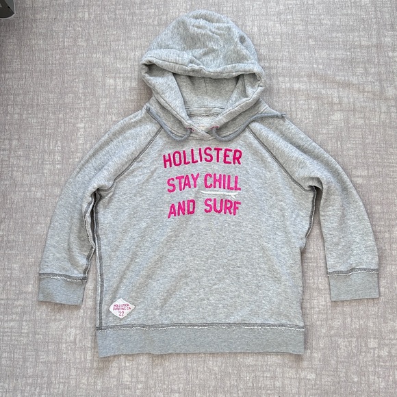 Hollister Tops - Vintage Hollister Lightweight Grey Hoodie Sweatshirt Size S